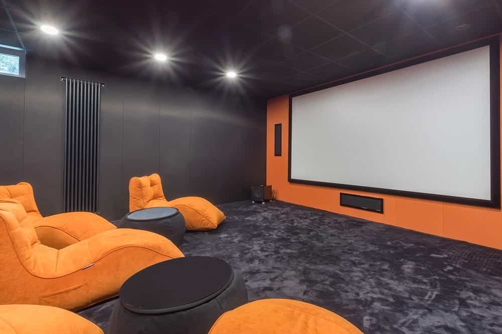 home cinema room with chairs and large screen